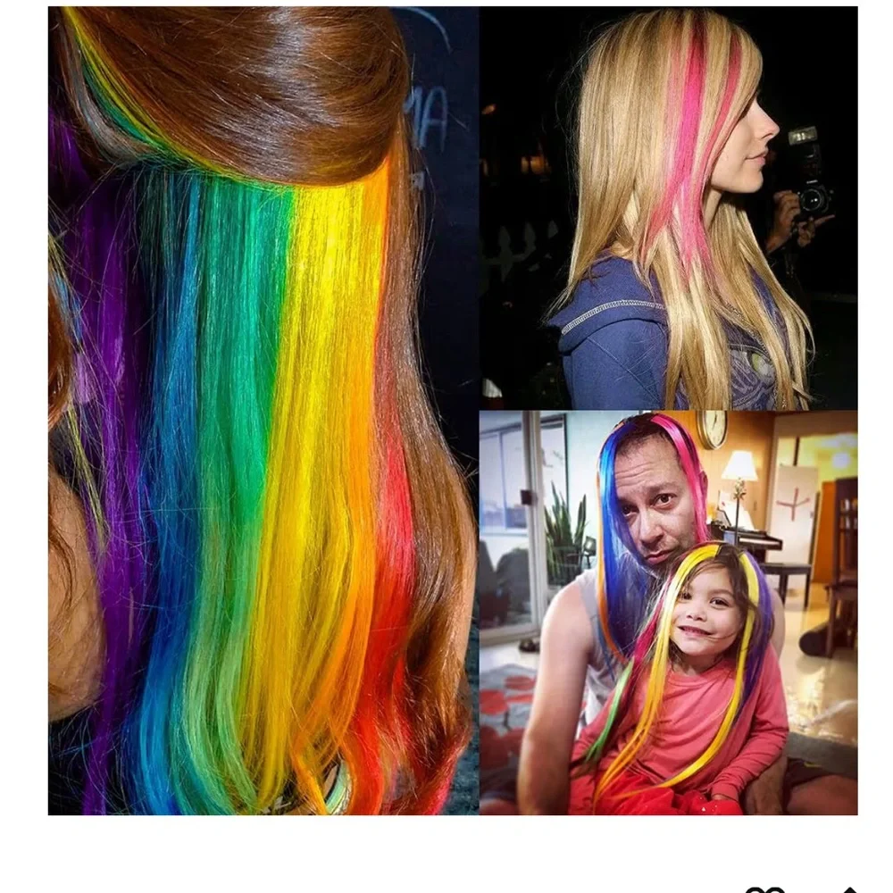32 Pieces Colored Hair Extensions 22 Inch Straight Clip in 16 colors nwt